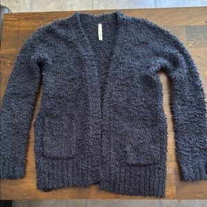 Aeropostale Black Textured Knit Cardigan Sweater